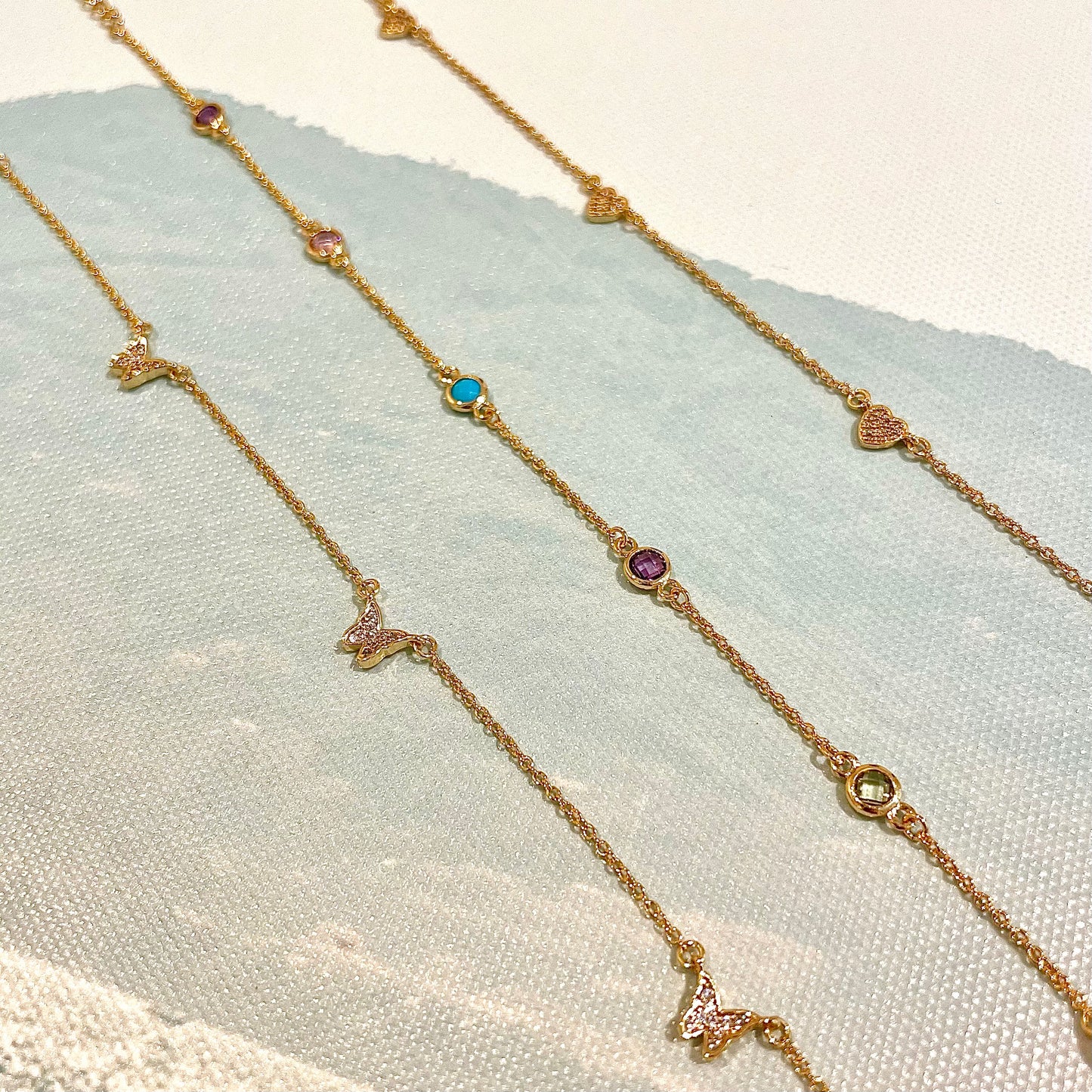 Raina Pave Multicolor CZ Gemstone Station Bracelet, Gold - Zahra Jewelry
