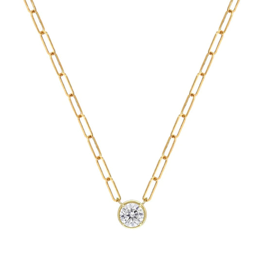 Polaris Pave CZ Diamond Pendant Necklace, Gold - Zahra Jewelry