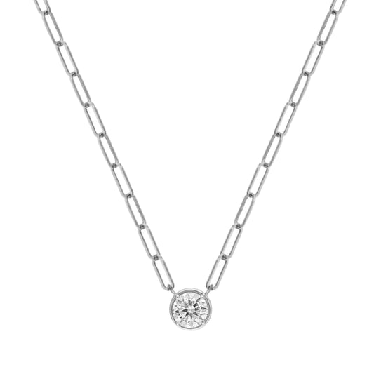 Polaris Pave CZ Diamond Pendant Necklace, Silver - Zahra Jewelry