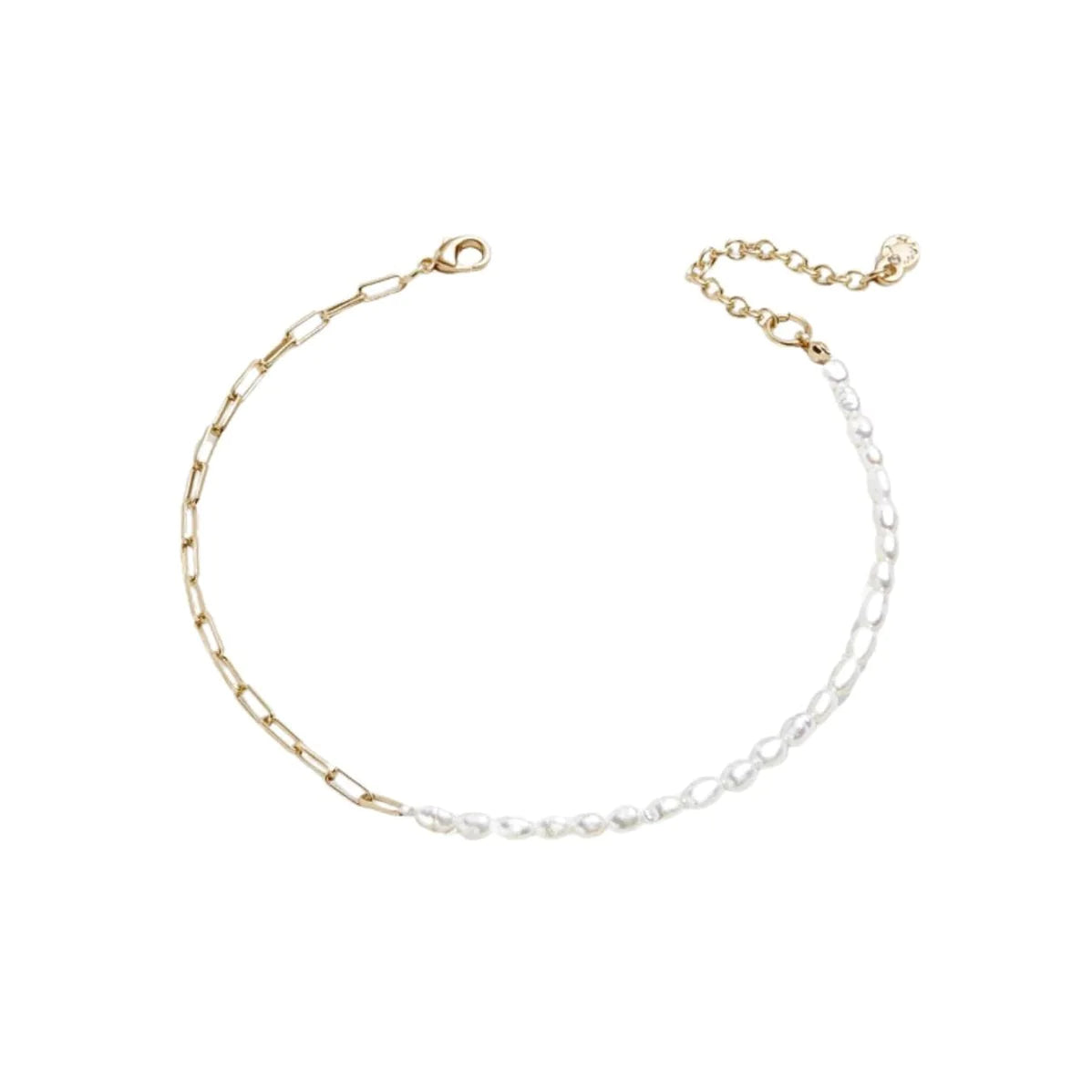 Stevie Pearl & Chain Link Bracelet, Gold - Zahra Jewelry