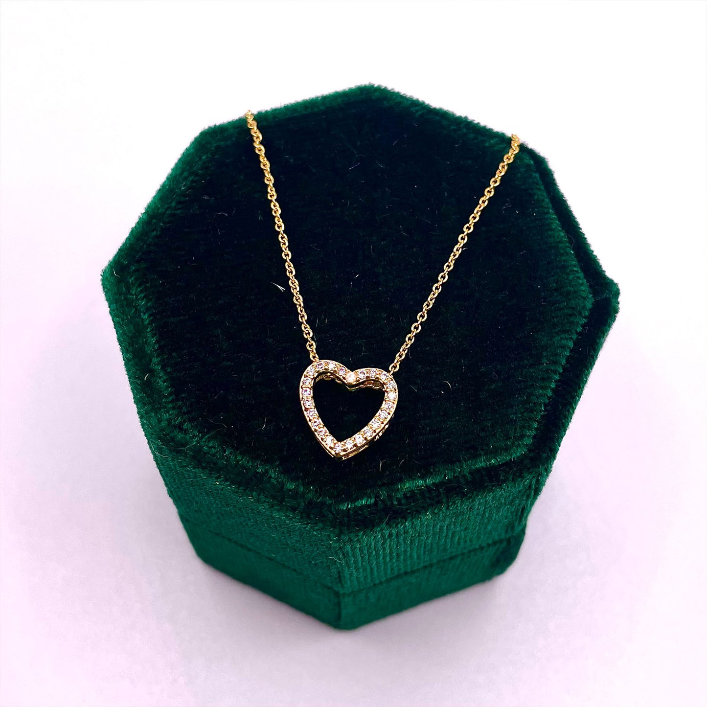 Amor Pave CZ Diamond Heart Pendant Necklace, Gold - Zahra Jewelry