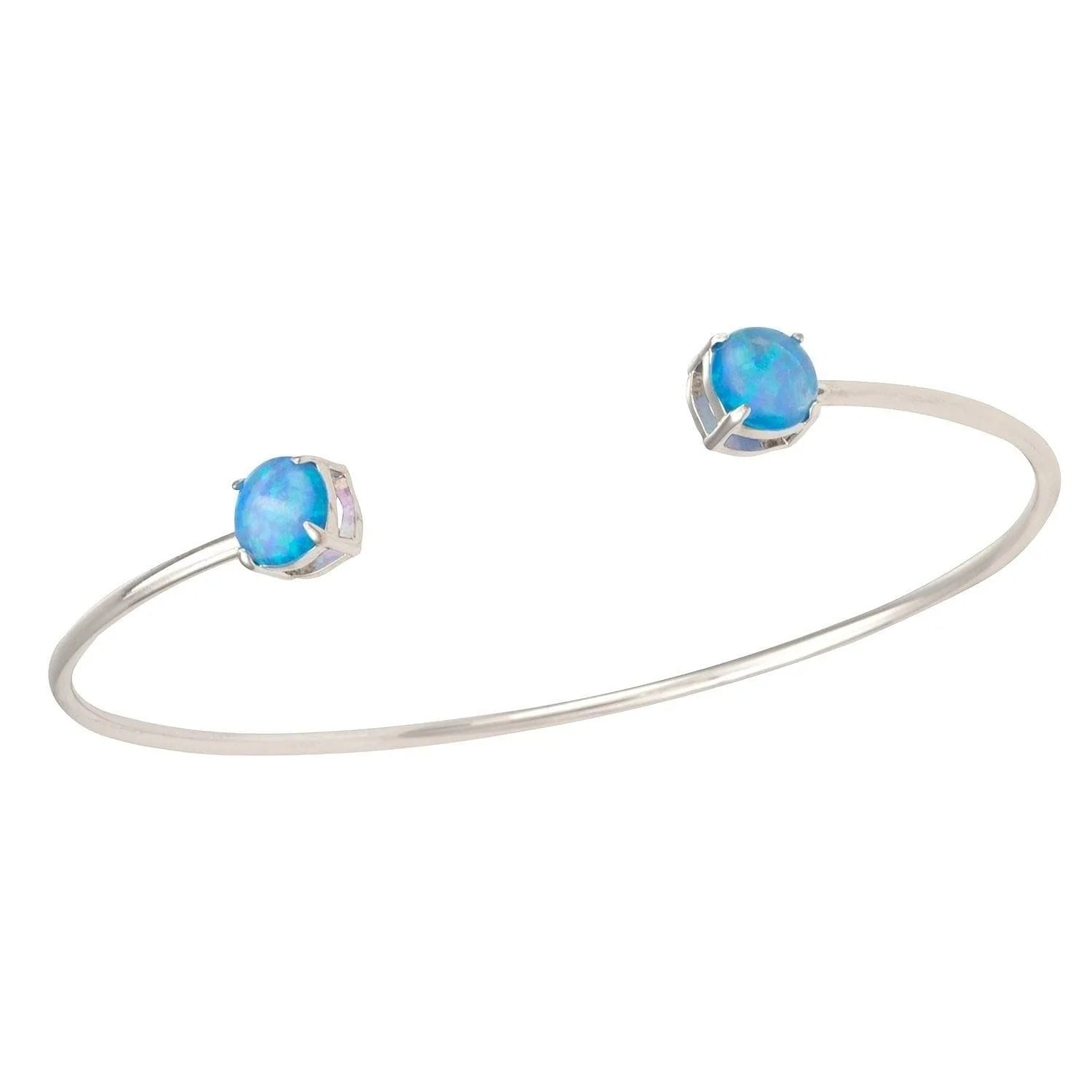 River Blue Opal Bangle Bracelet, Silver - Zahra Jewelry