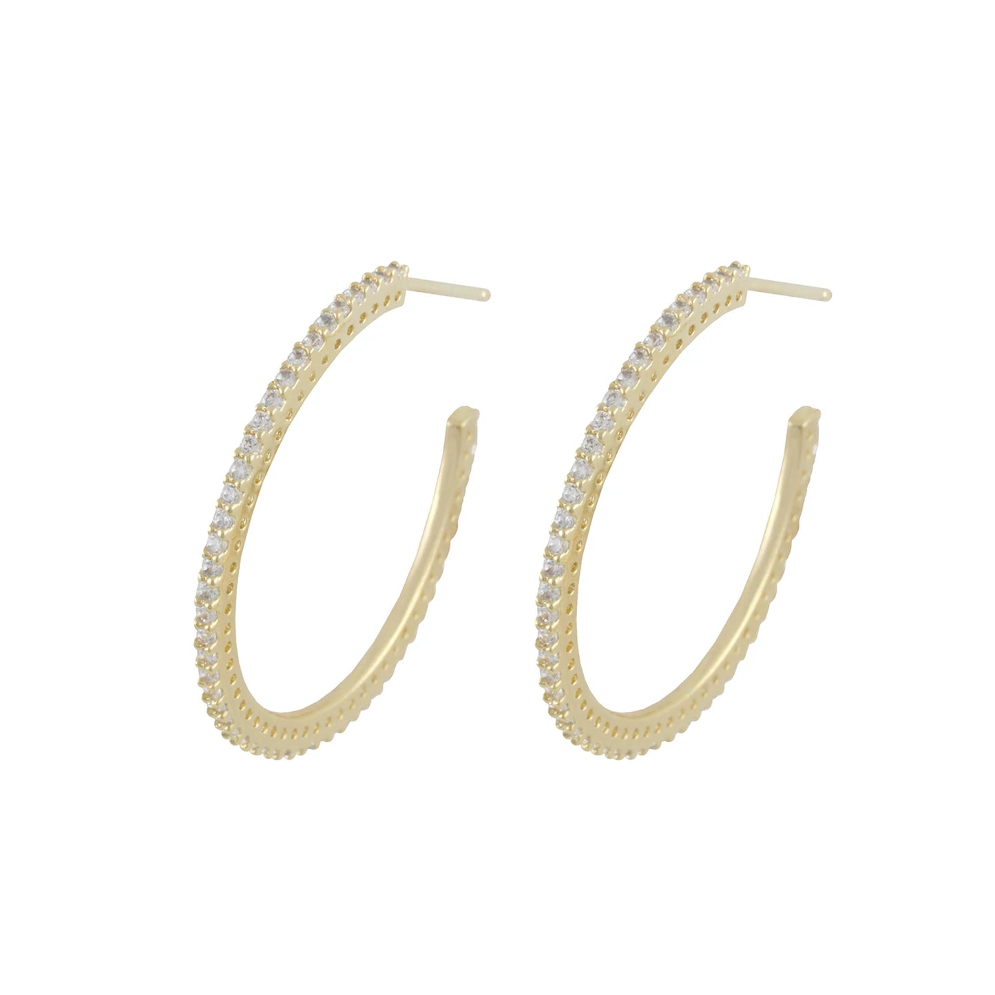 Demi 30mm Pave CZ Diamond Hoop Earrings, Gold - Zahra Jewelry