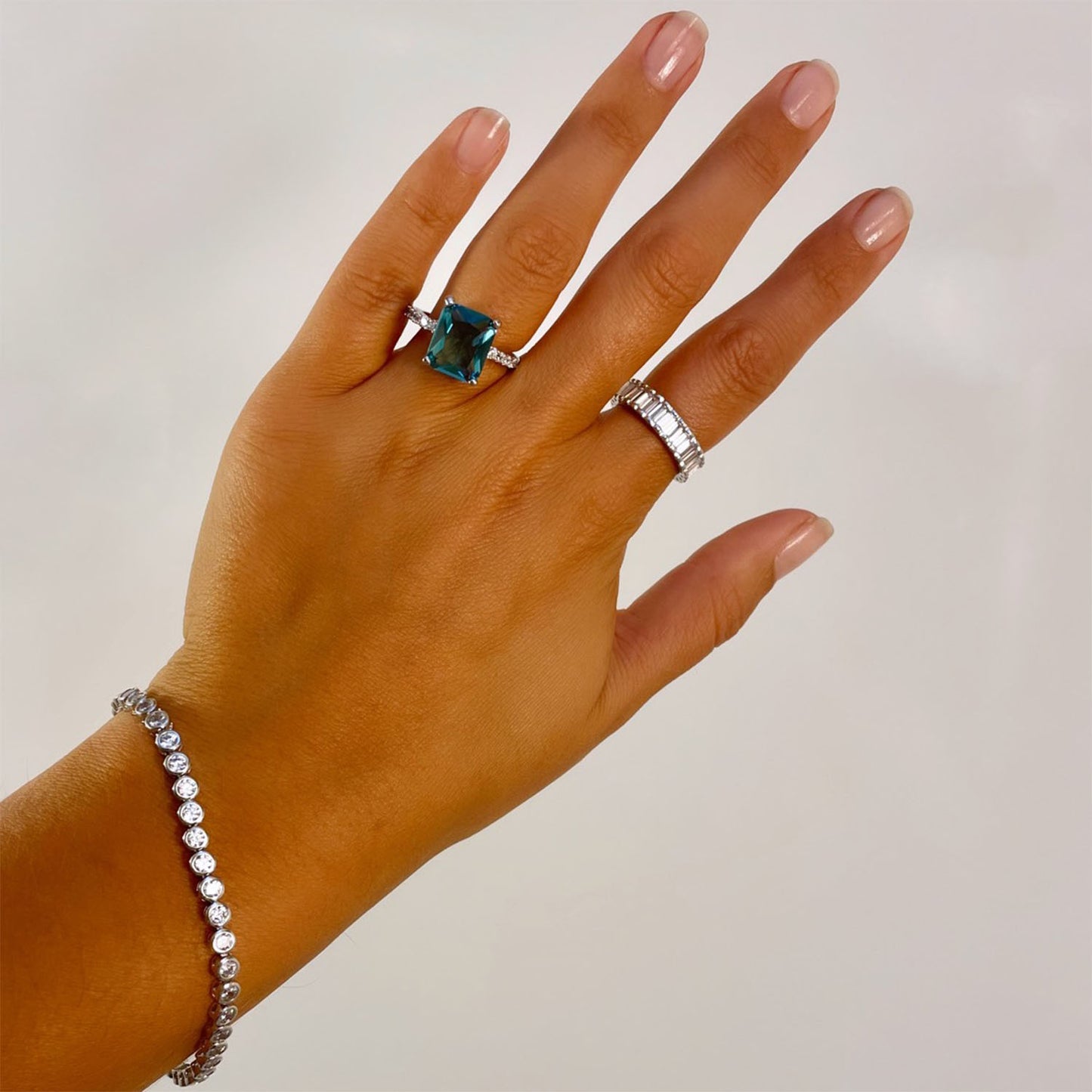 Venus CZ Diamond Tennis Bracelet, Silver - Zahra Jewelry