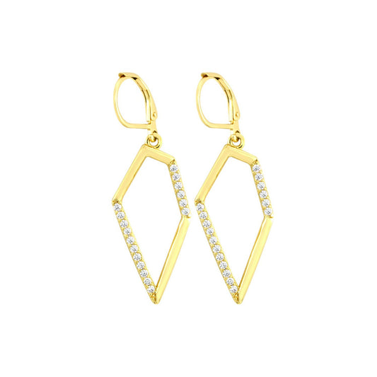 Nikki Geometric Earrings with Pave CZ Diamonds, Gold - Zahra Jewelry