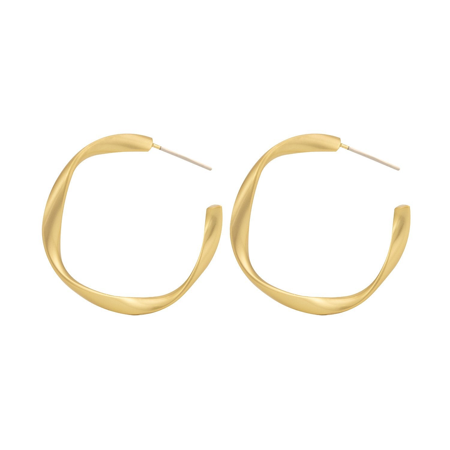 Petra 35mm Twist Hoop Earrings, Matte Gold - Zahra Jewelry