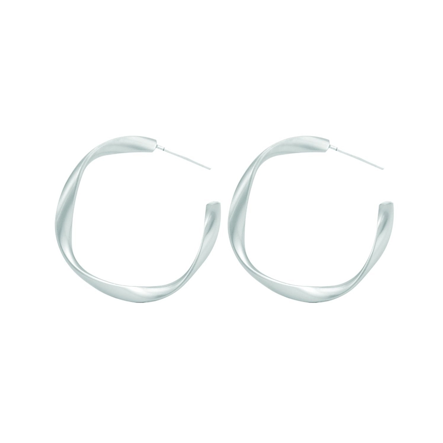Petra 35mm Twist Hoop Earrings, Matte Silver - Zahra Jewelry