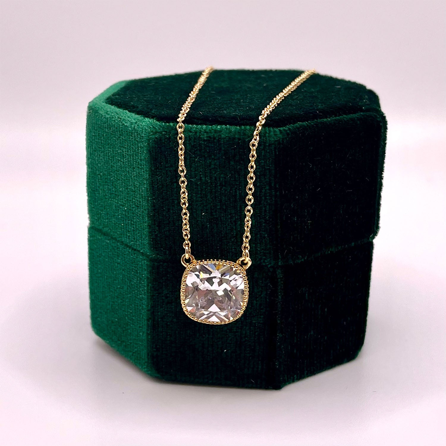 Emma CZ Diamond Necklace, Gold - Zahra Jewelry