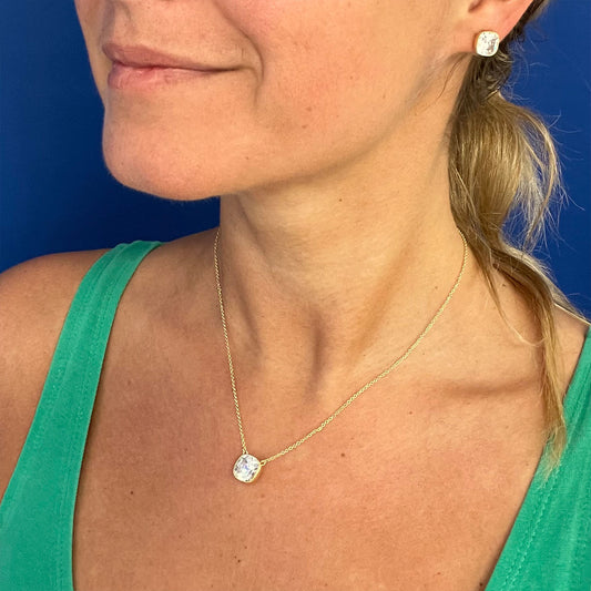 Emma CZ Diamond Necklace, Gold - Zahra Jewelry