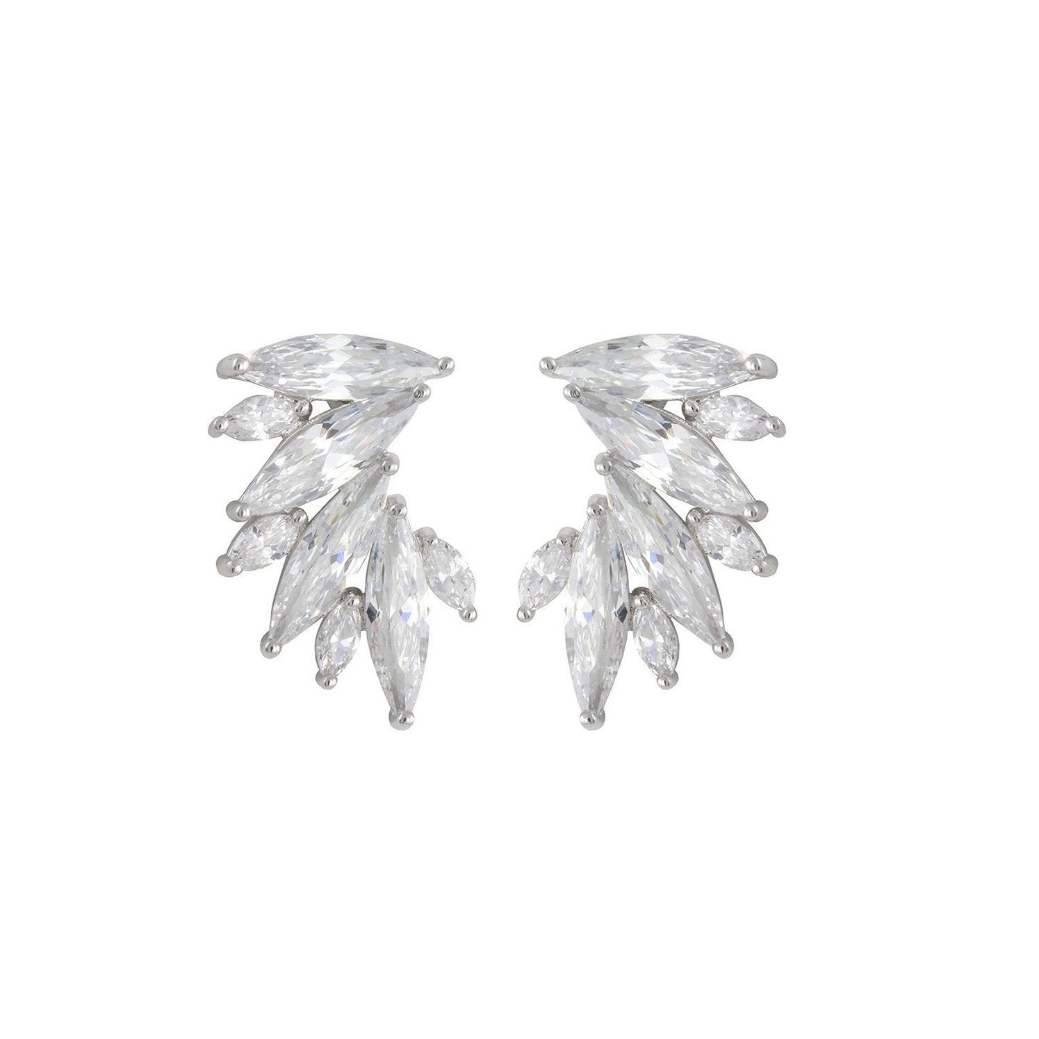Erika Vintage Marquise Style CZ Diamond Earrings, Silver - Zahra Jewelry