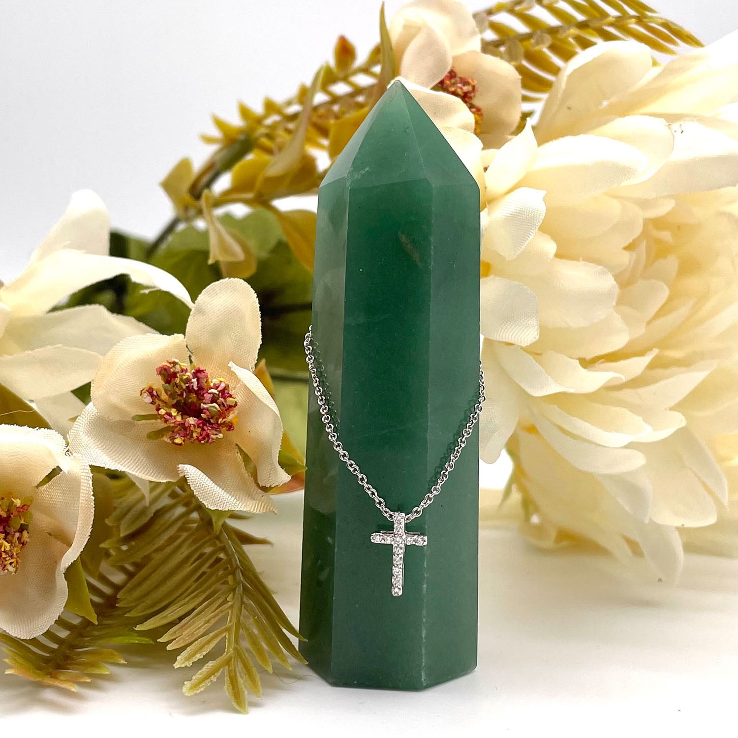 Faith CZ Diamond Cross Pendant Necklace, Silver - Zahra Jewelry