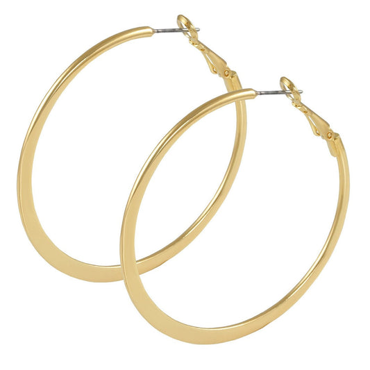 Ivy Flat 45mm Hoop Earrings, Gold - Zahra Jewelry