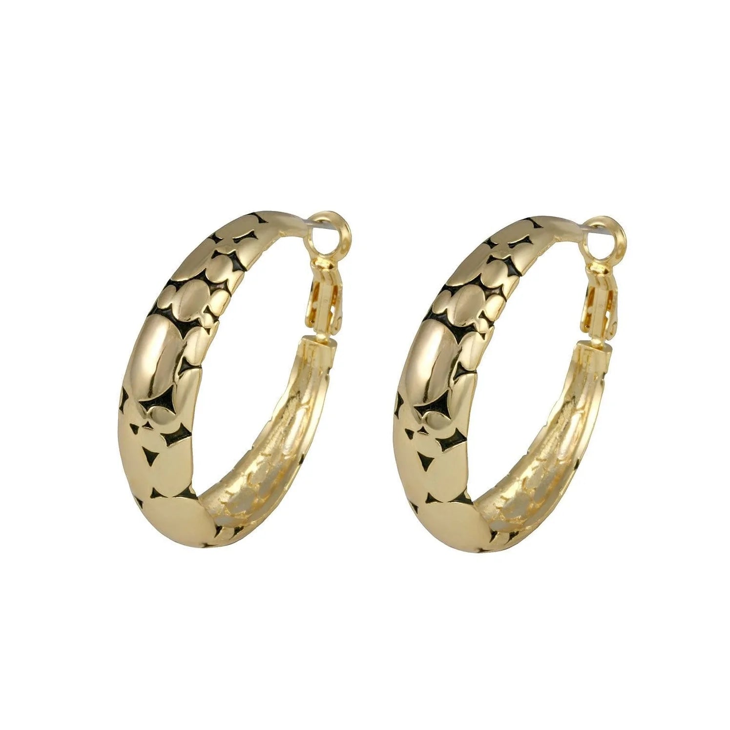 Honey Black and Gold 30mm Hoop Earrings - Zahra Jewelry