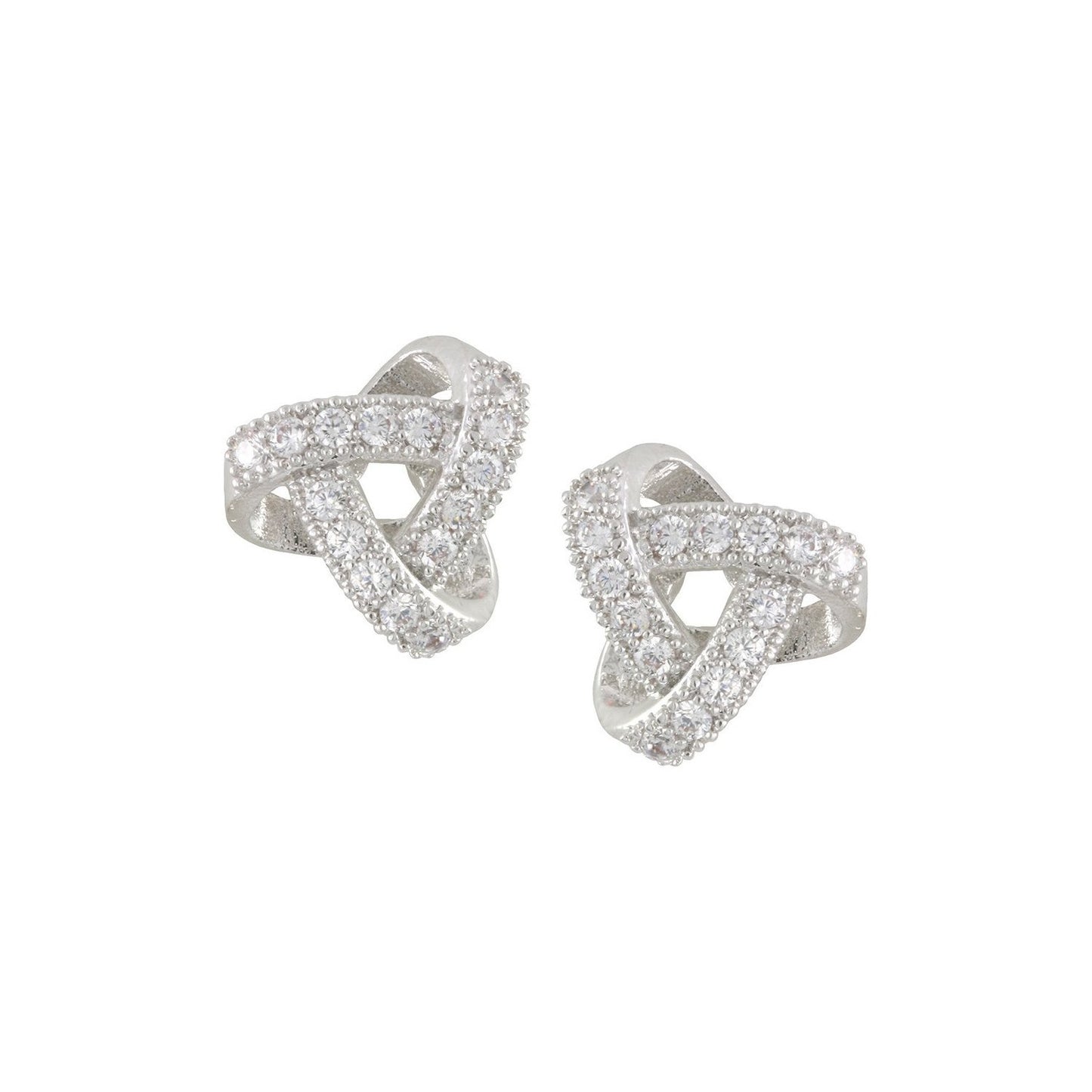 Ciara CZ Diamond 'Love Knot' Stud Earrings, Silver - Zahra Jewelry