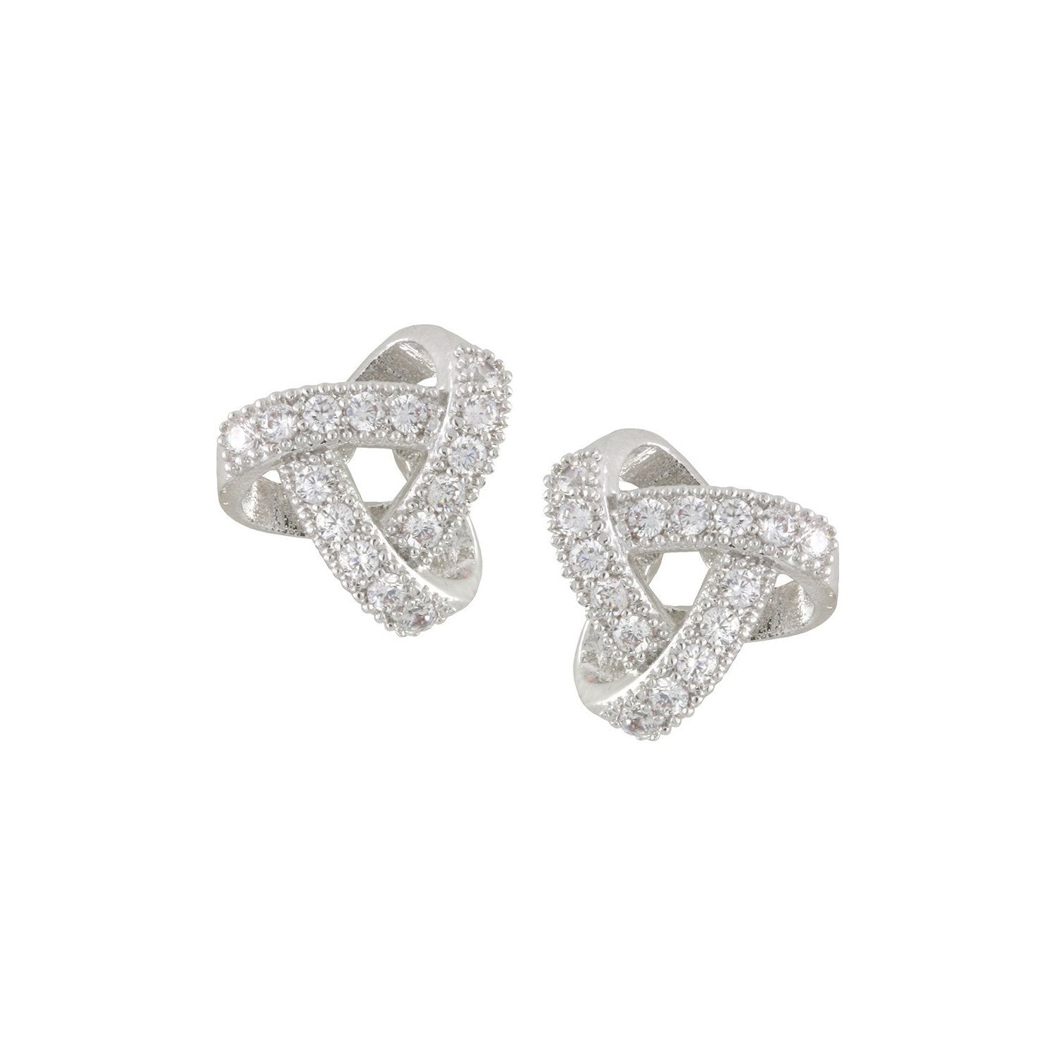 Ciara CZ Diamond 'Love Knot' Stud Earrings, Silver - Zahra Jewelry