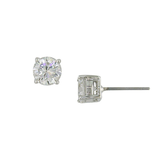Sophie 1.5 Ct. Round CZ Diamond Stud Earrings, Silver - Zahra Jewelry