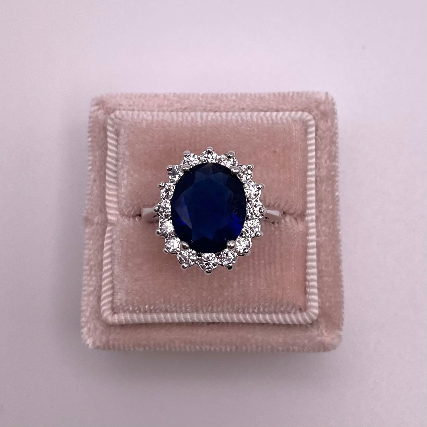 Isla 5 Ct. Oval Cut CZ Sapphire Ring, Silver - Zahra Jewelry