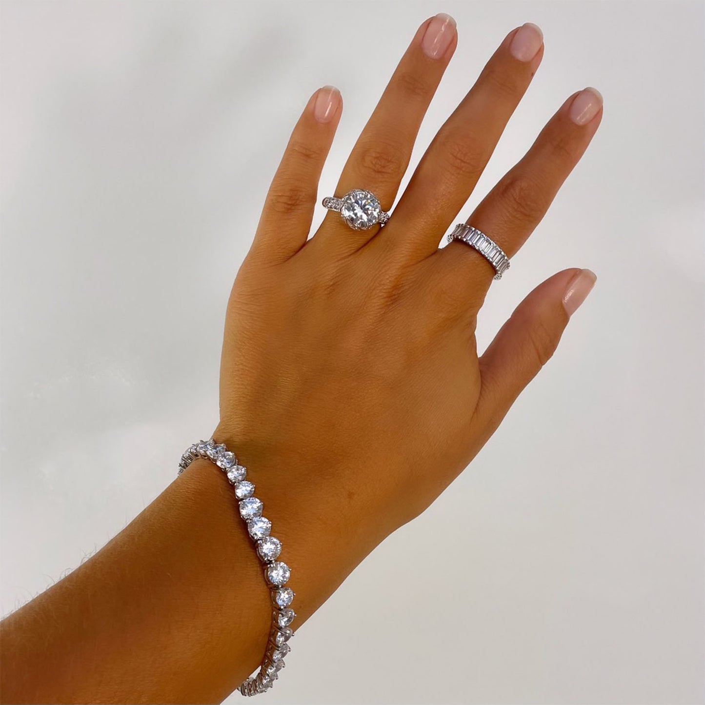 Juliet 4 Ct. Round CZ Diamond Ring, Silver - Zahra Jewelry