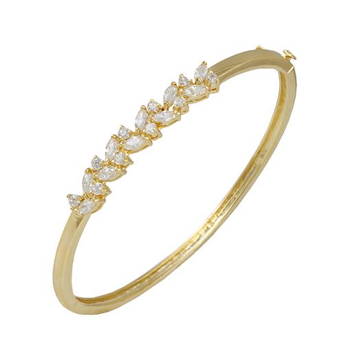 Marisol Mini Marquise CZ Diamond Bangle Bracelet, Gold - Zahra Jewelry