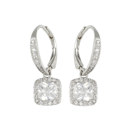 Kelly 1.25 Ct. Square CZ Diamond Drop Earrings, Silver - Zahra Jewelry