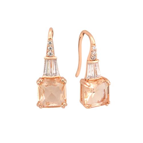 Maya Square Peach Drop Earrings, Rose Gold - Zahra Jewelry