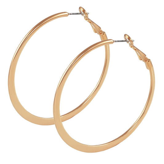 Ivy Flat 45mm Hoop Earrings, Rose Gold - Zahra Jewelry
