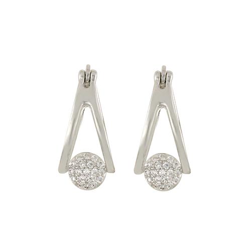 Leah Micro Pave CZ Diamond Drop Earrings, Silver - Zahra Jewelry