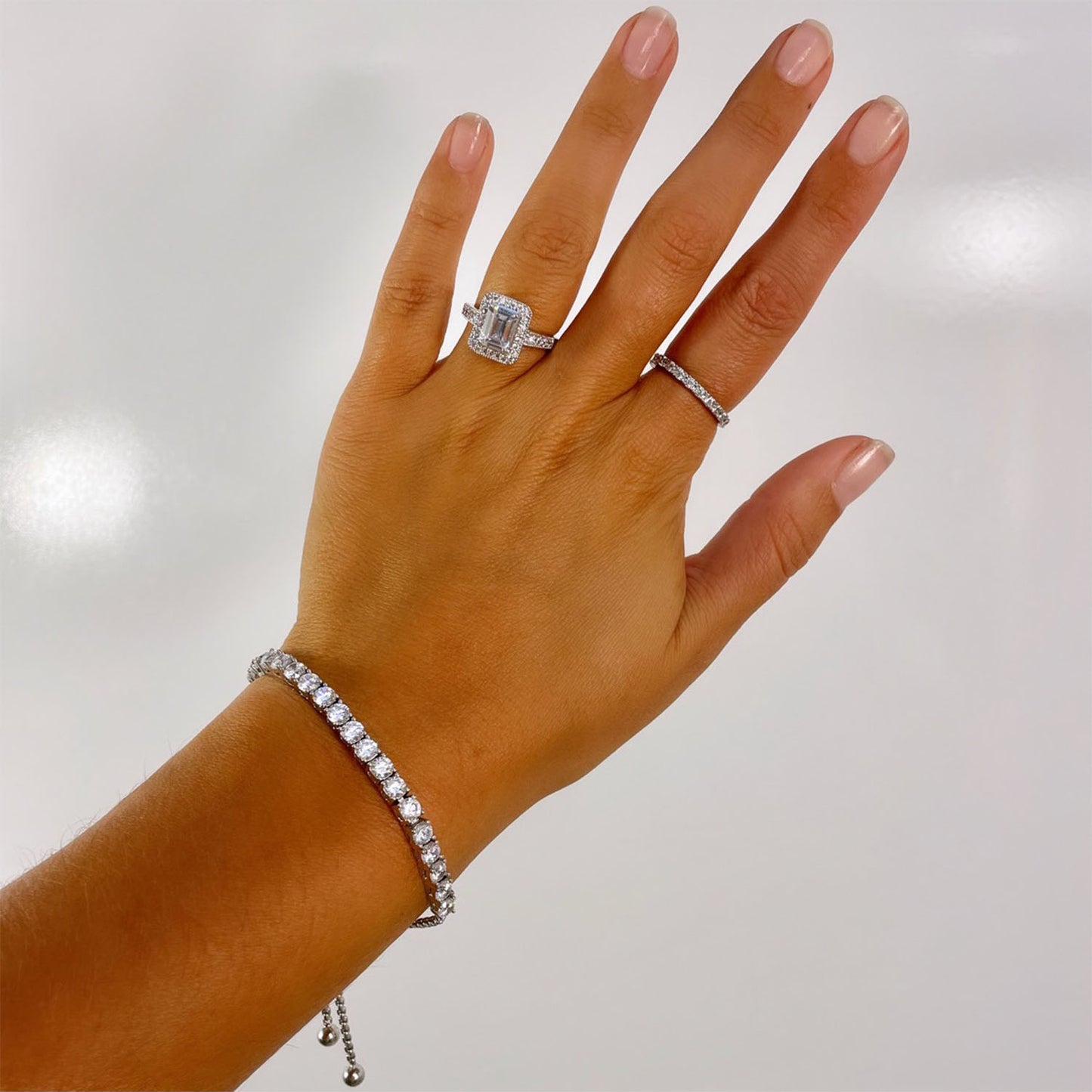 Lily 1.75 Ct. Emerald Cut CZ Diamond Ring, Silver - Zahra Jewelry