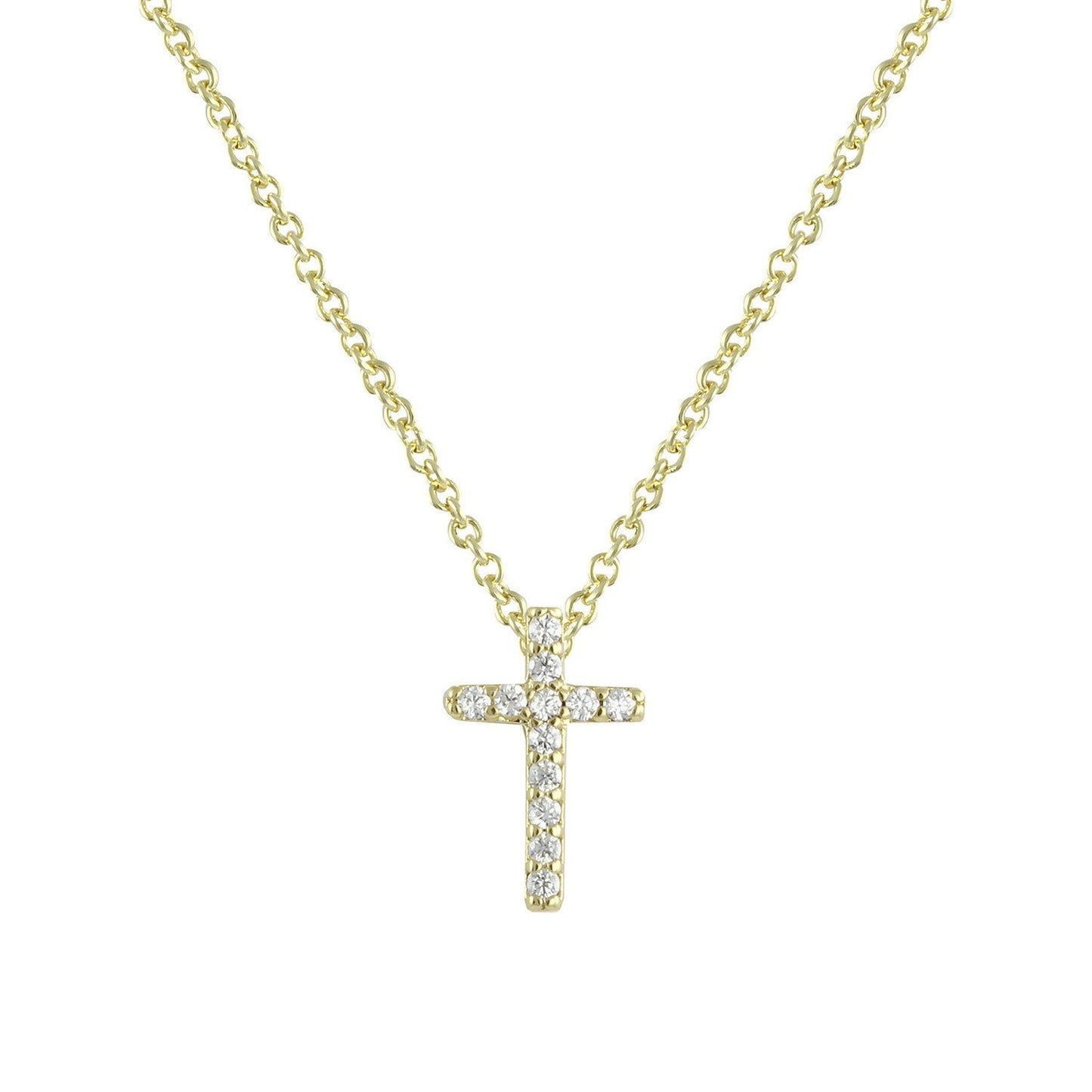 Faith CZ Diamond Cross Pendant Necklace, Gold - Zahra Jewelry