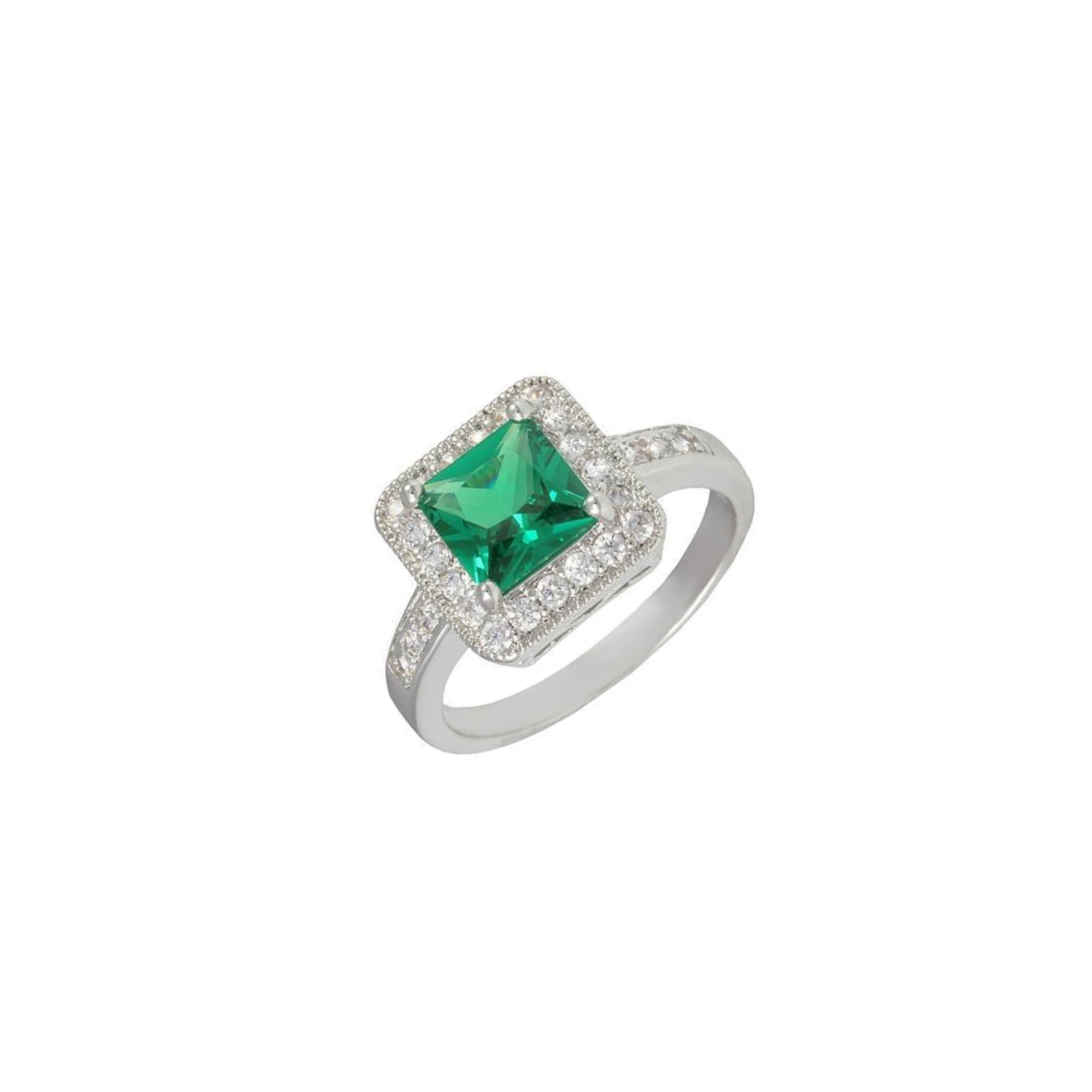Ryan 2 Ct. Princess Cut CZ Emerald Ring, Silver - Zahra Jewelry