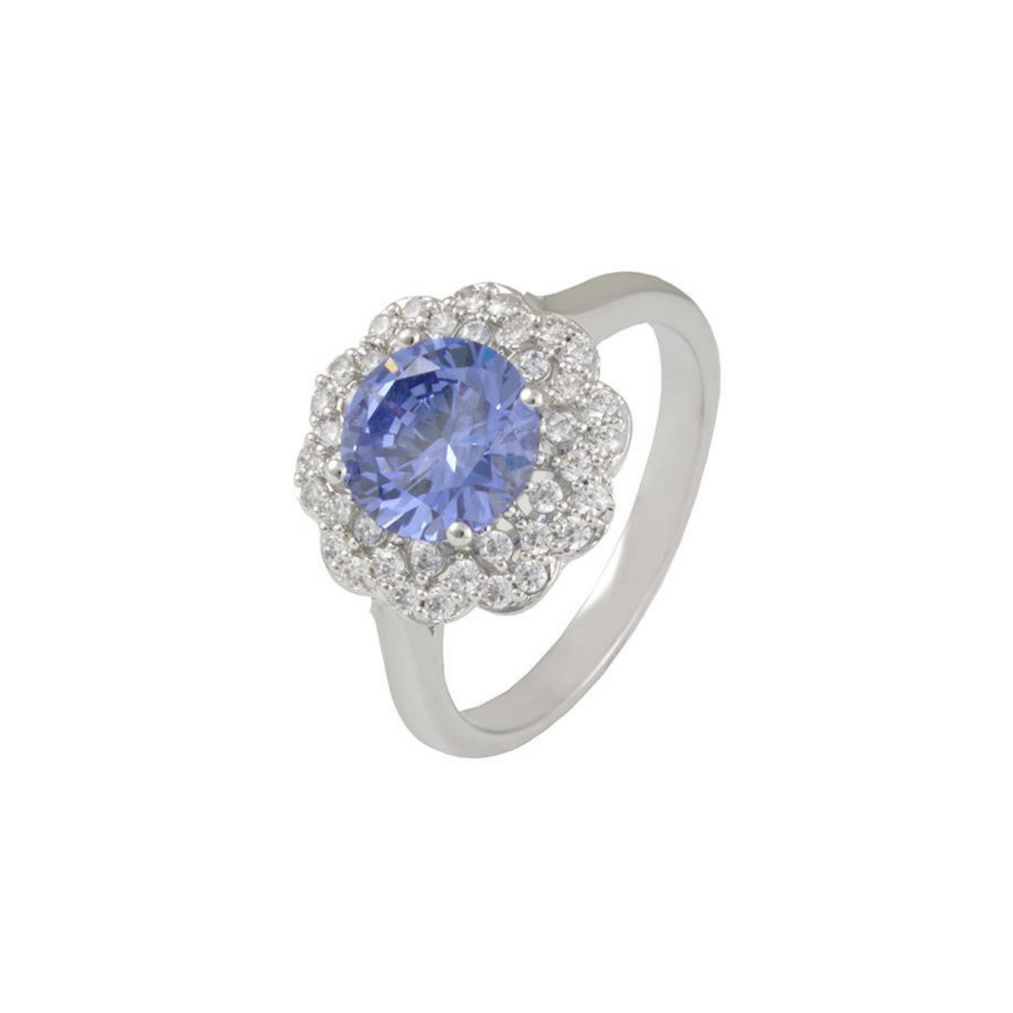 Tory 1.75 Ct. Round CZ Sapphire Ring, Silver - Zahra Jewelry
