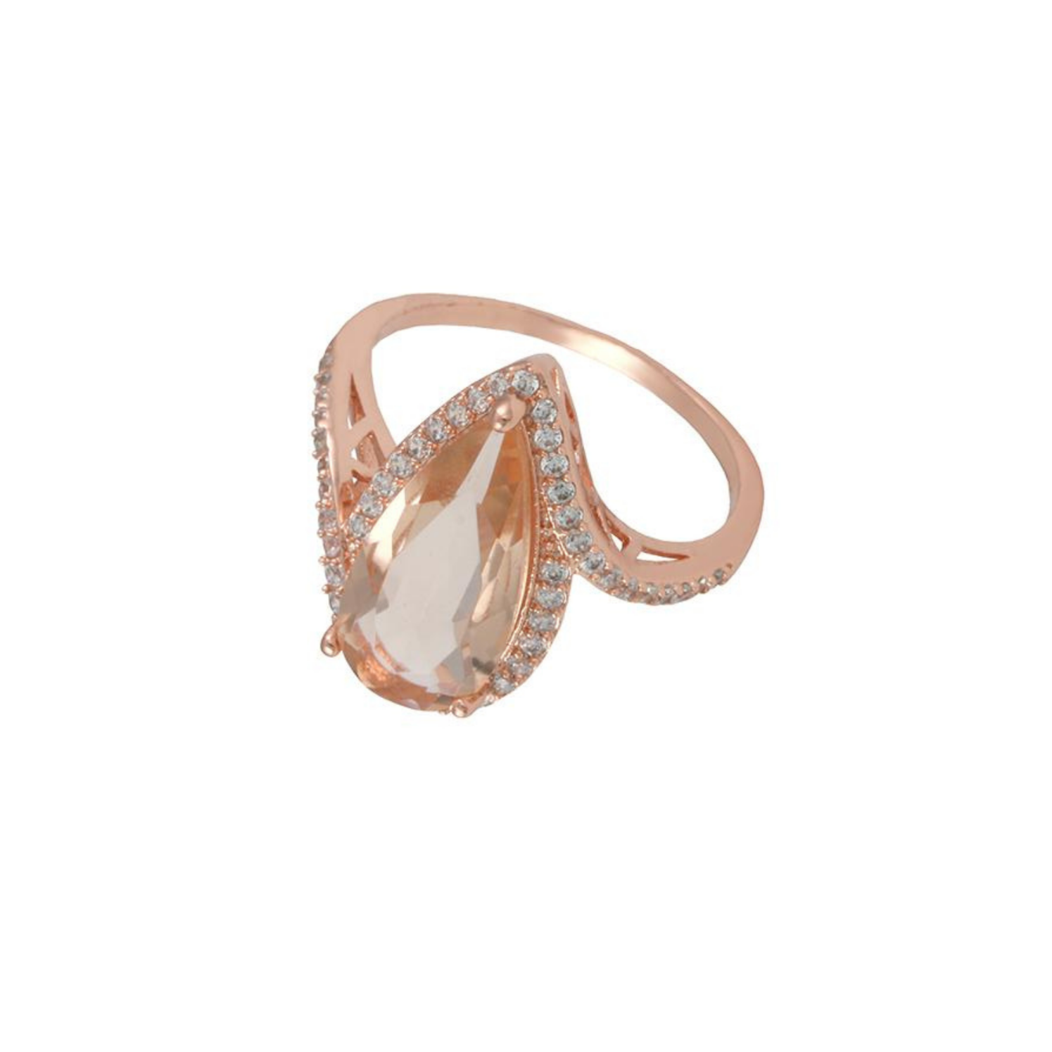 Sasha 5.5 Ct. Pear Cut CZ Peach Ring, Rose Gold - Zahra Jewelry