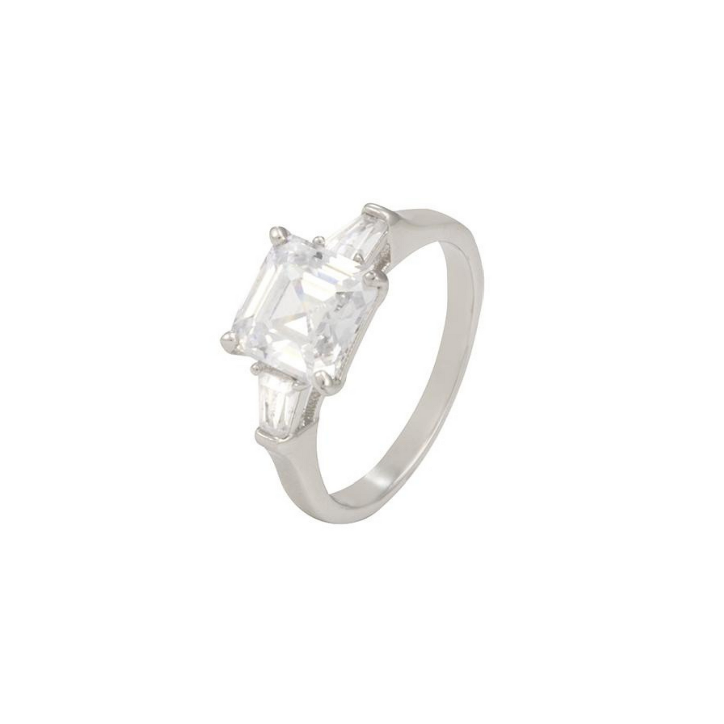 Zena 3 Ct. Princess Cut CZ Diamond Ring, Silver - Zahra Jewelry