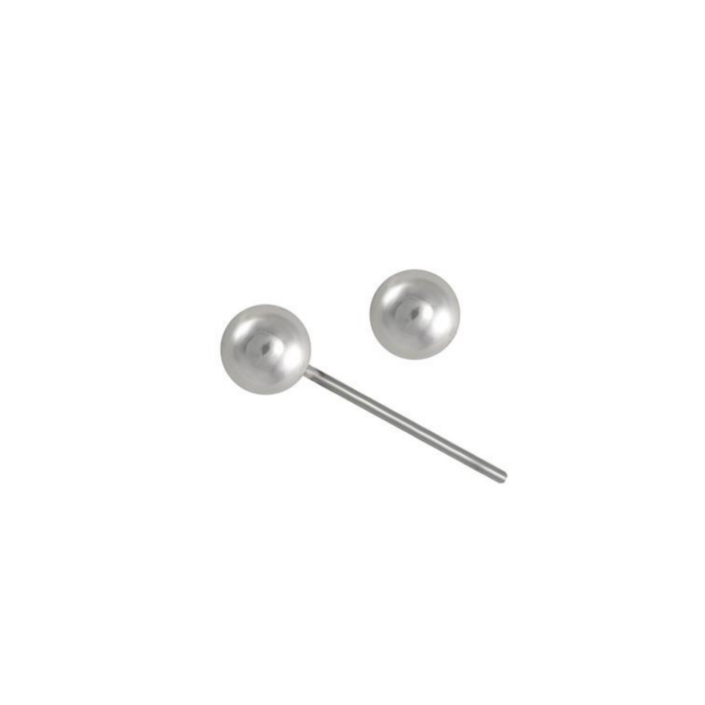 Penny 4mm Round Ball Stud Earrings, Silver - Zahra Jewelry