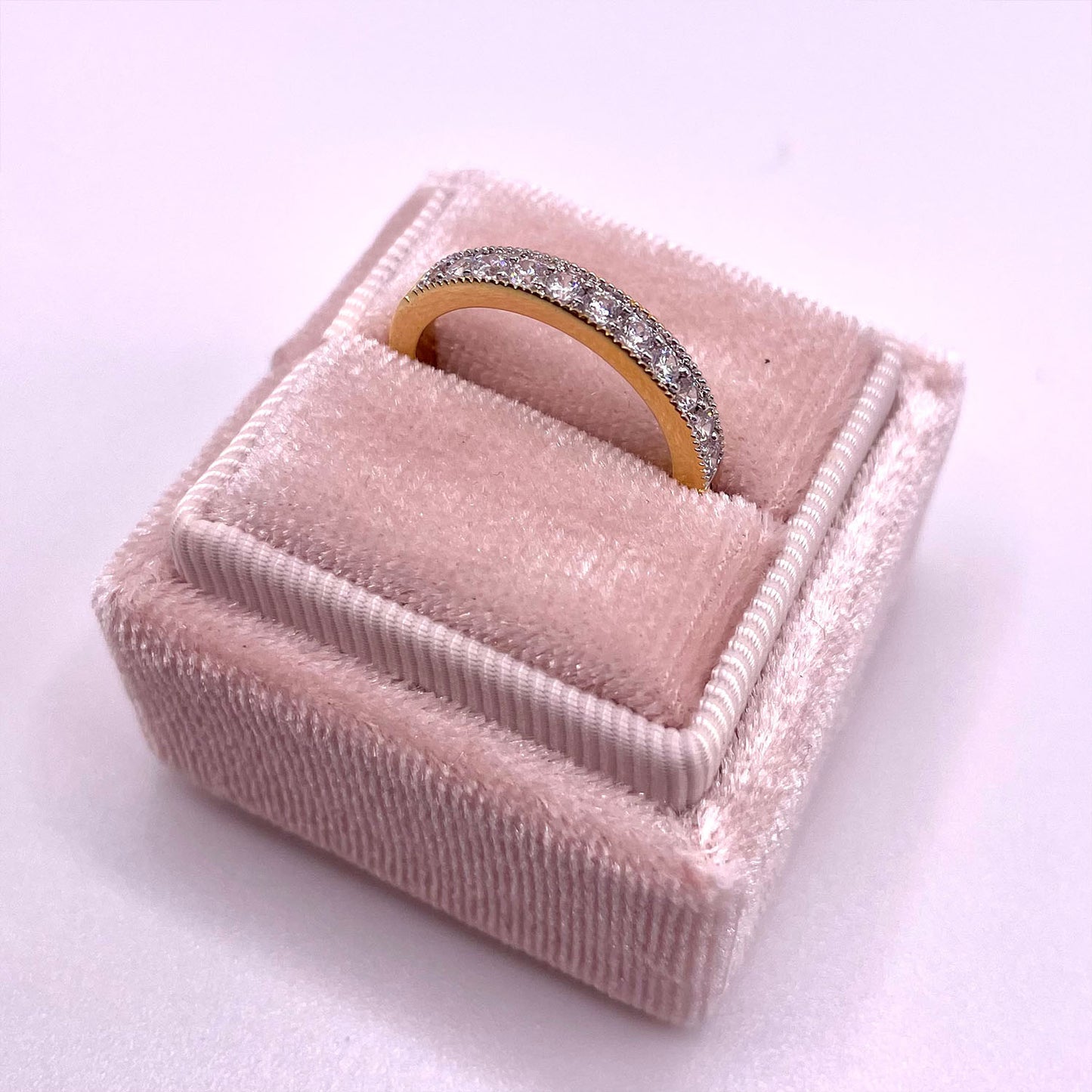 Lucy Round CZ Diamond Stacking Ring, Gold - Zahra Jewelry