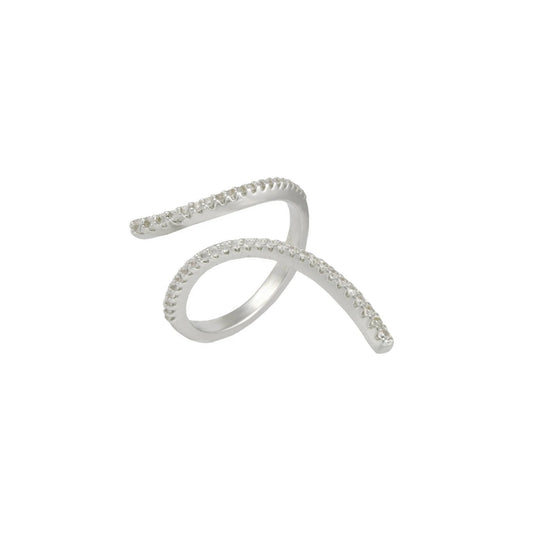 Molly CZ Diamond Adjustable Wrap Ring, Silver - Zahra Jewelry