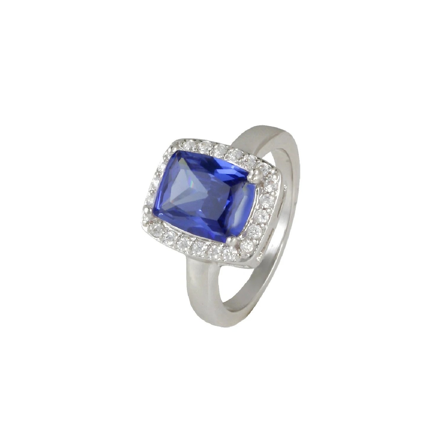 Nora 3 Ct. Radiant Cut CZ Sapphire Ring, Silver - Zahra Jewelry