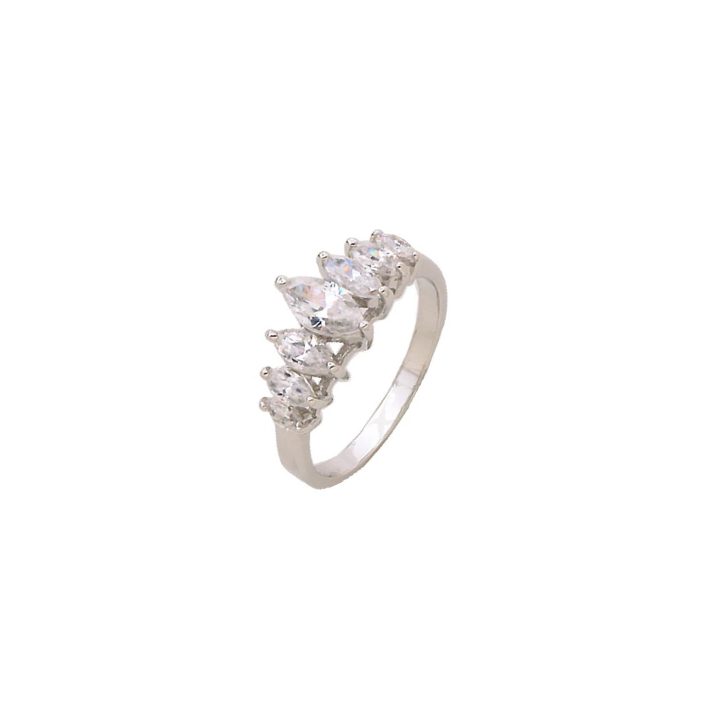 Poppy Marquise CZ Diamond Ring, Silver - Zahra Jewelry