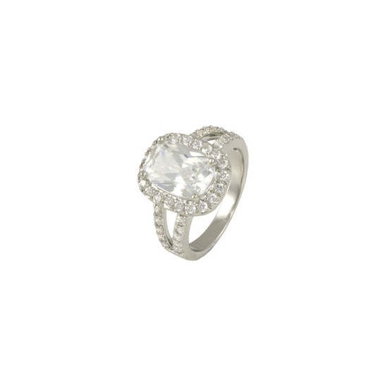Sloane 6 Ct. Radiant Cut CZ Diamond Ring, Silver - Zahra Jewelry