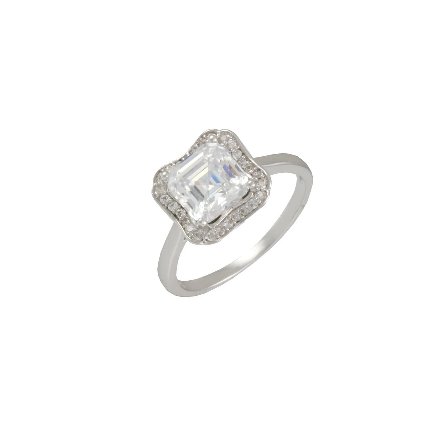 Remi 2 Ct. Radiant Cut CZ Diamond Ring, Silver - Zahra Jewelry