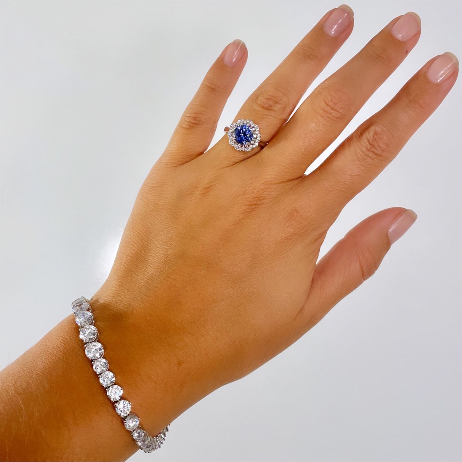 Tory 1.75 Ct. Round CZ Sapphire Ring, Silver - Zahra Jewelry