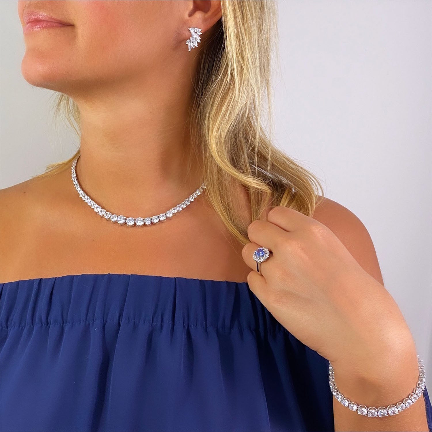 Erika Vintage Marquise Style CZ Diamond Earrings, Silver - Zahra Jewelry