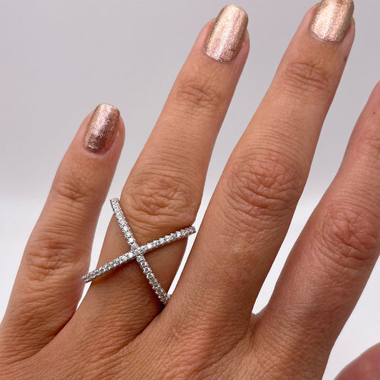 Xiomara Round CZ Diamond Ring, Silver - Zahra Jewelry