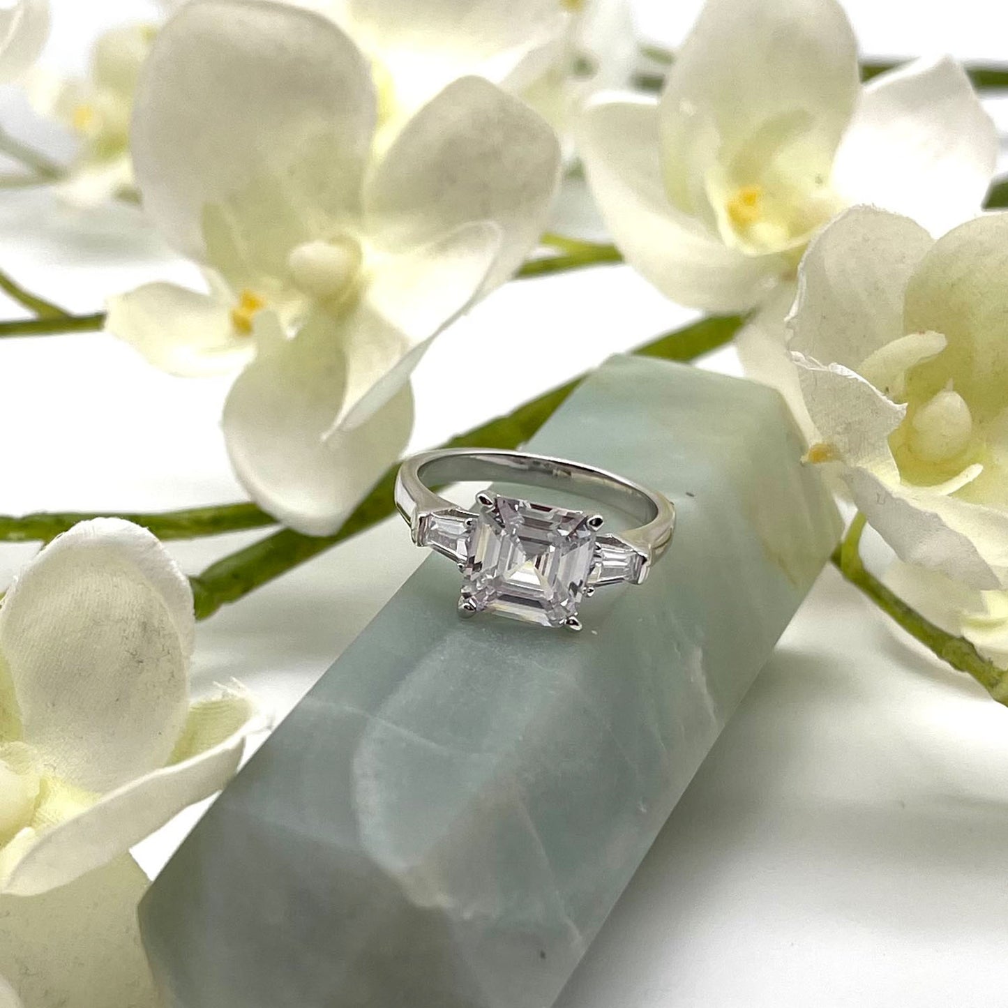 Zena 3 Ct. Princess Cut CZ Diamond Ring, Silver - Zahra Jewelry